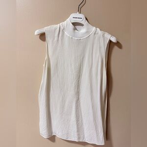 Theory Cream Sleeveless Mock Neck Tank